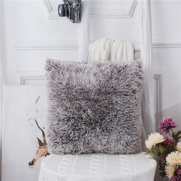

cushion/decorative pillow soft long plush square cushion cover solid color dual-sided fluffy waist pillowcase sofa bed chair decorative