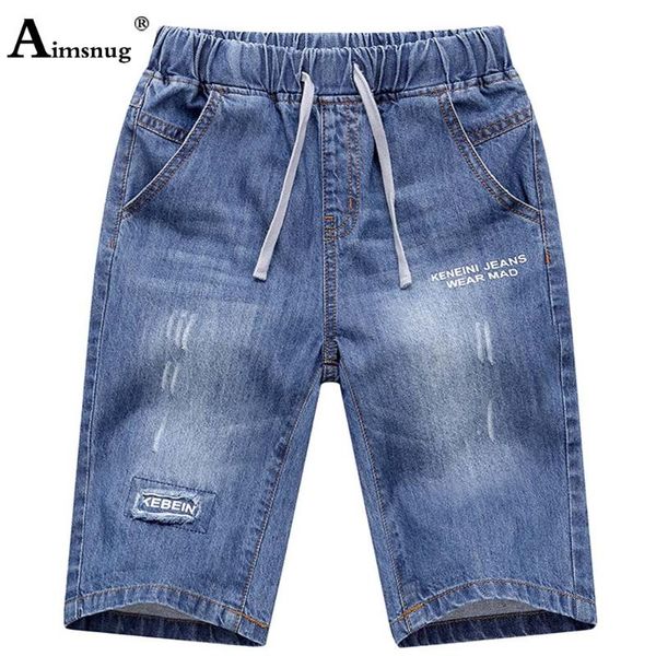 

jeans children demin shorts fashion ripped half pants boy's clothing 2021 summer pocket design kids casual drawstring for boys, Blue