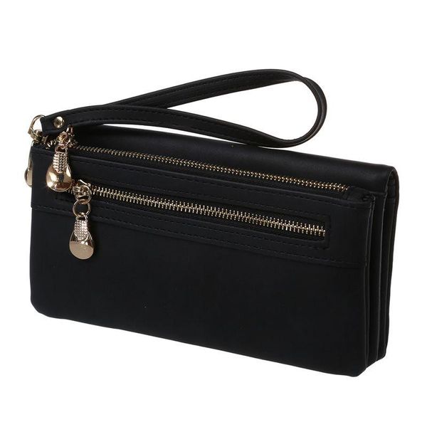 

wallets women fashion multifunctional pu leather clutch lady purse phone bag black, Red;black
