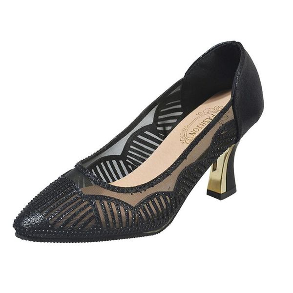 

dress shoes casual women summer fashion hollow breathable sandals outdoor high heels zapatos de mujer#66x, Black
