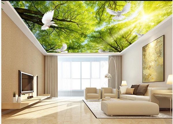 

wallpapers custom po 3d wallpaper ceiling mural hd dream sky big tree home decor wall murals in the living room