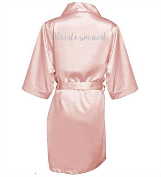 

dark pink robe silver letter womens sleepwears kimono personalised satin pajamas wedding bridesmaid sister mother of the bride robes, Black;red
