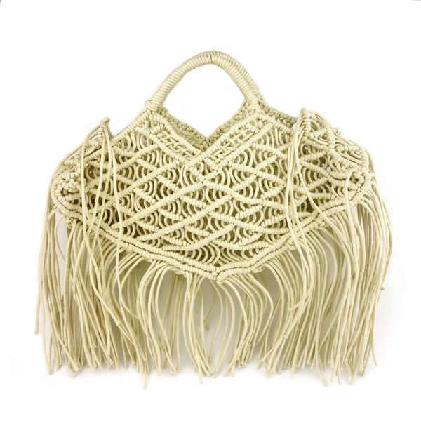 

evening bags wax rope hand woven bag with tassel tote