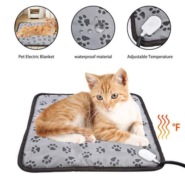 

cat beds & furniture pet dog winter warm electric heated pad mat carpet for animals waterproof plush bed blanket heater heating