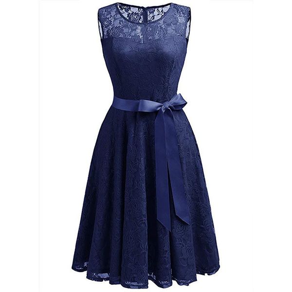 

dresses 2021 summer round neck sleeveless lace up dress, Black;gray