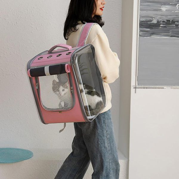 

pet cat carrier backpack big space breathable travel outdoor shoulder bag for small dogs cats portable packaging carrying carriers,crates &