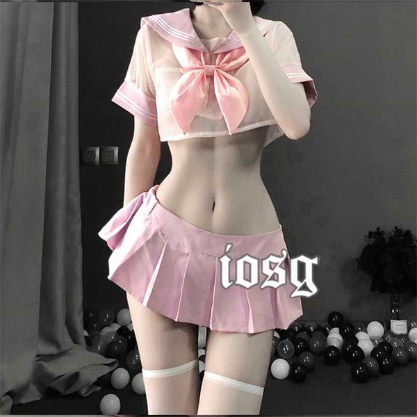 

student school girl costume sailor uniform kwaii transparent lolita bra panty erotic underwear sleepwear naughty 211118, Red;black