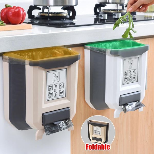 

waste bins folding bin kitchen cabinet door hanging trash can wall mounted for dustbin bathroom toilet garbage storage