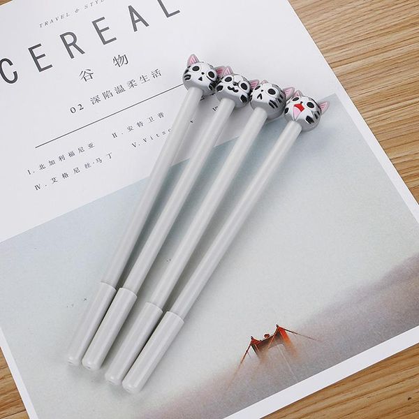 

gel pens 100 pcs creative cartoon kitten neutral pen cute silica head student water office stationery black needle tube signature