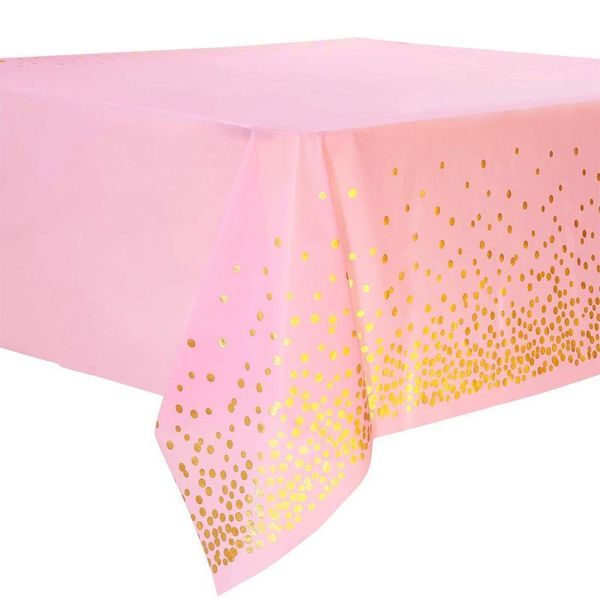 

table cloth disposable tablecloth for party wedding happy birthday decor fashion gold polka pe plastic black 137*274cm