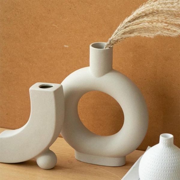 

nordic ceramic vase home decoration white vegetarian flower pot art craft gift1