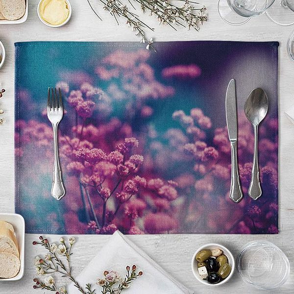 

mats & pads flower art stripe printing mat tableware drink cup for kitchen dining table placemat accessories