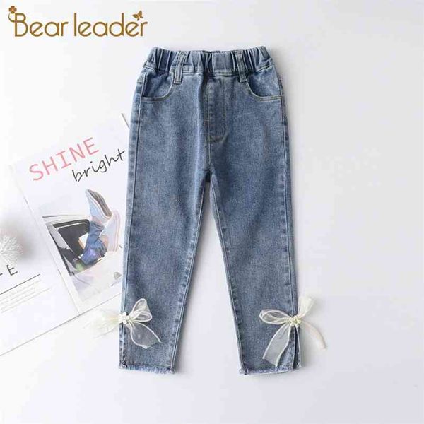 

kids girls casual jeans autumn fashion denim pants girl solid bowtie baby trousers cute leggings 3-7 years 210429, Blue