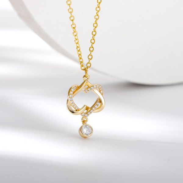 

chains hollow heart pendant necklaces for women stainless steel choker chain fashion cubic zirconia necklace anniversary jewelry gift, Silver