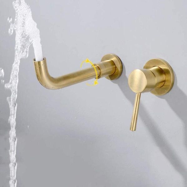 

bathroom washbasin faucet solid brass modern wall mounted 2 hole basin tap 360 degree swivel black mixer sink faucets