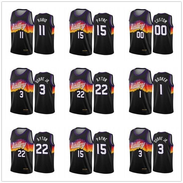 

printed men basketball jersey devin booker deandre ayton 3 chris paul 20 21 swingman city black icon editio breathable quick dry, Black;red