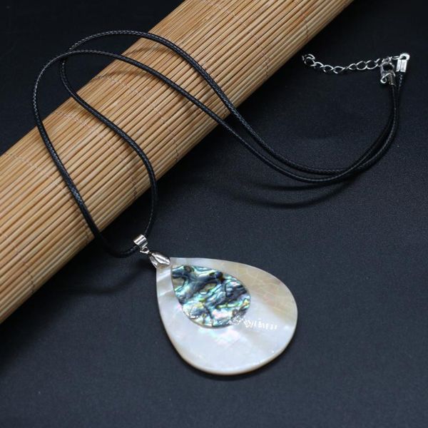

pendant necklaces natural shell necklace water drop shape mother for women jewelry gift length 55+5cm, Silver