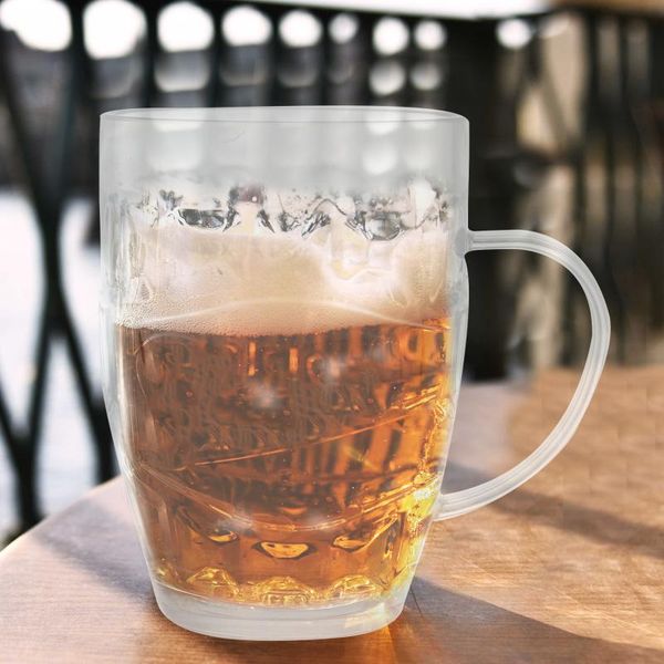 

1pc 530ml acrylic beer mug with handle traditional glass for alcohol beverage clear kitchen barware drinking mugs