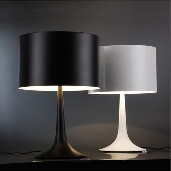 

table lamps modern bedroom lamp black white iron 15'' nordic bedside study room desk floor standing light fixture