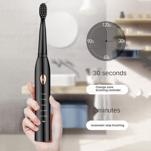 

smart electric toothbrush ultrasonic household whitening waterproof timer teeth brush usb fast rechargeable replacement head