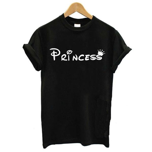 

women's t-shirt fashion casual loose t shirt short sleeve princess english flower body print o-neck summer t-shirts women, White
