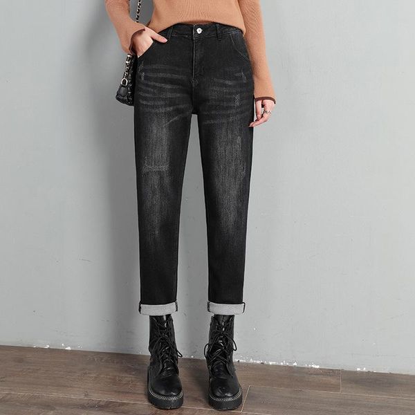 

plus size -8xl women's slim jeans high waist blue black denim pants