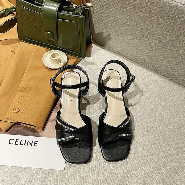 

dress shoes sandals women summer fashion women's 2021 all-match comfortable open toe leisure high heels, Black