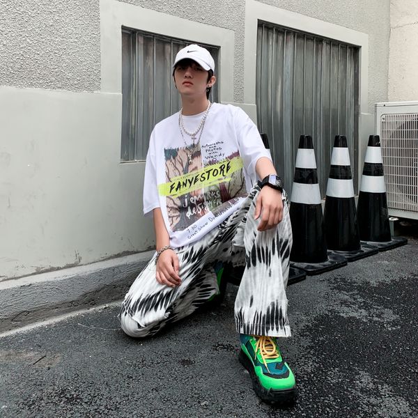 

2021 mend t shirt summer style street trend printing with letters tees short sleeve casual shirts asian size m-2xl, White;black