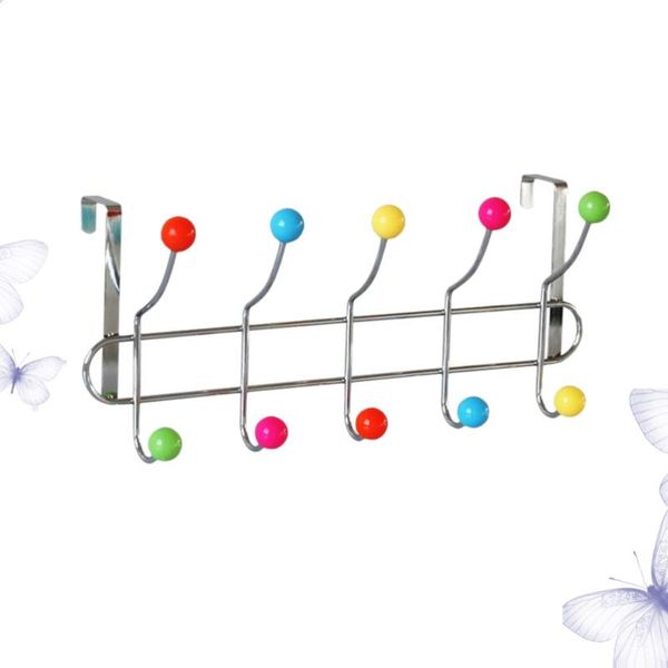 

hooks & rails punch over the door hangers colored beads hanging hook rail coat handbag hat 5-hooks for home