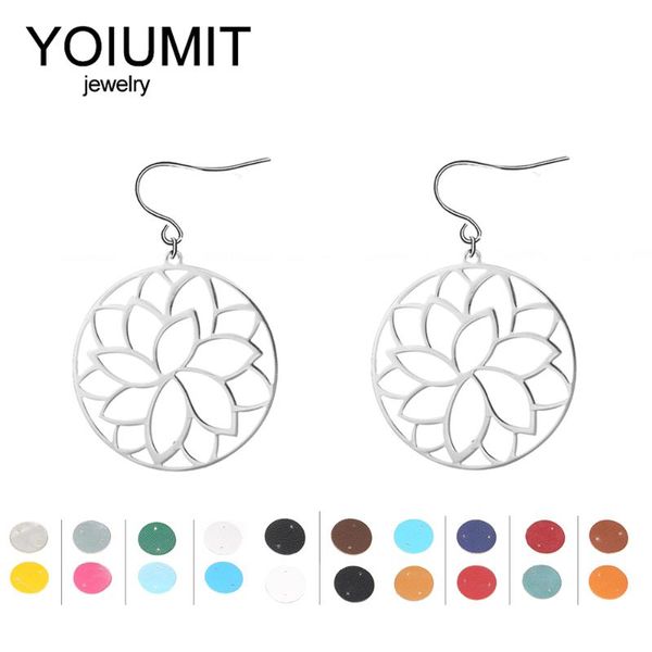 

dangle & chandelier yoiumit 2021 boucle oreille femme stainless steel flower drop earrings interchangeable leather trendy jewelry, Silver
