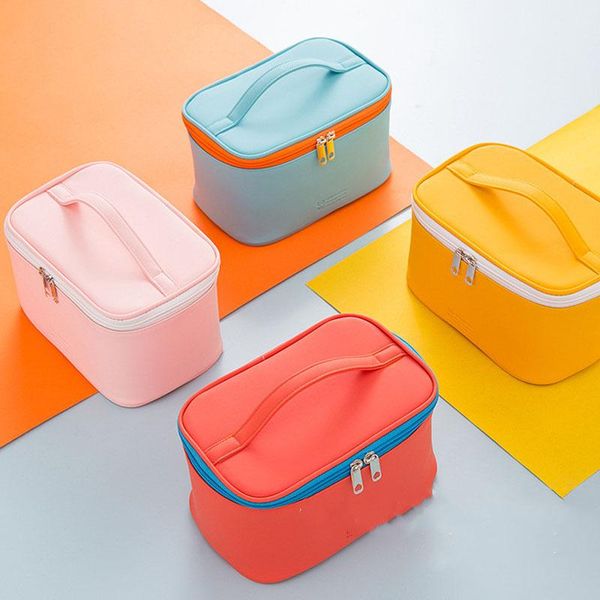 

multifunctional cosmetic storage bag waterproof pu travel case candy color portable organizer large capacity container bags