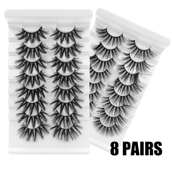 

false eyelashes wispy lashes natural long 8 pairs 5d 22mm full strip vegan fluffy soft cruelty bulk makeup set beauty cilia