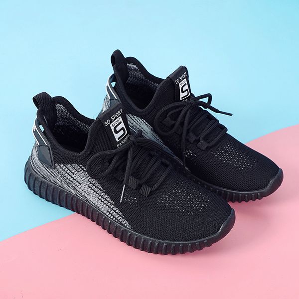 

2021 arrival knit running shoes mens women sport tennis runners triple black grey pink white outdoor sneakers eur 35-40 wy11-1766