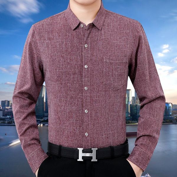 

men's casual shirts 2021 autumn long sleeve cotton linen shirt collar loose thin non-ironing, White;black