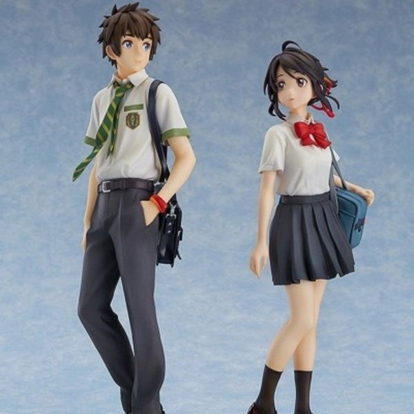 Figura de anime japonês filme seu nome Figura Tachibana Taki Miyamizu Mitsuha PVC Ação Figura Coleção Modelo de brinquedo Doll Gifts Q0722