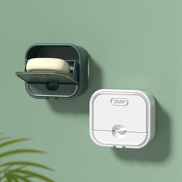 

soap dishes creative wall mounted boxes with lid double-layer drainage box rack household bathroom storage holder