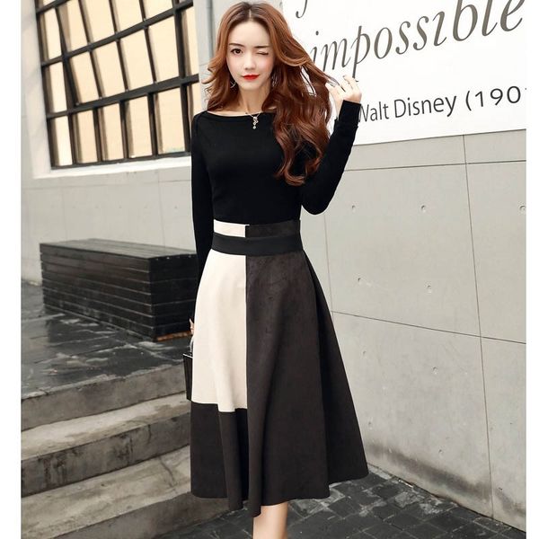

women suit dress autumn and spring 2 pieces set fashion solid color long sleeve +long skirt female streetwear with belt 210330, White