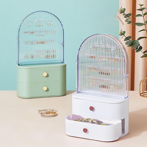 

jewelry pouches, bags practical storage box necklace hanging holder earring organizer stud case for women girls, Pink;blue