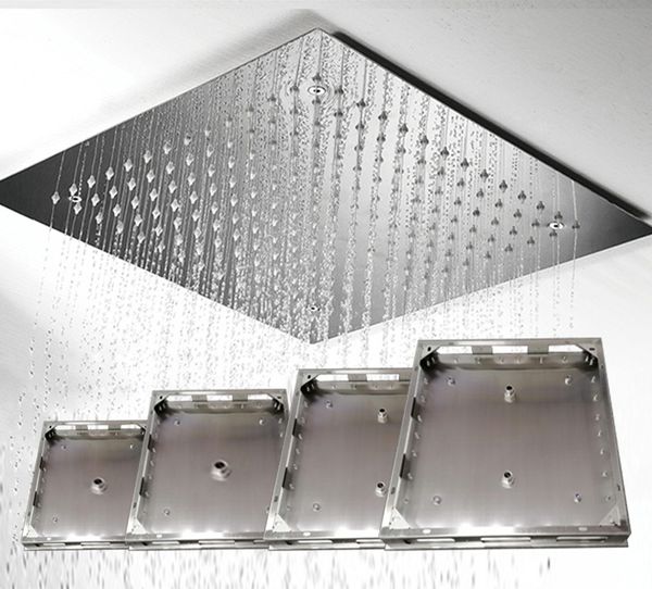 

rainfall shower head 304 sus brushed ceiling rain showers bathroom embeded concealed square showerheads 24" inches big size
