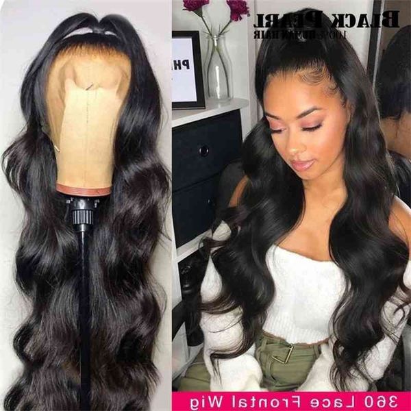 

body brazilian black pearl wave 360 frontal pre plucked huaman hair s 30 inch lace front wig for women 150%