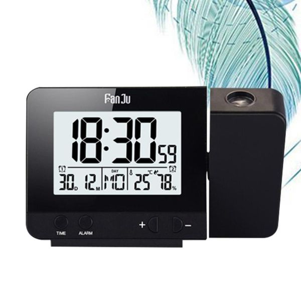 

desk & table clocks led clock multi-function alarm temperature display for home office school (black, battery)