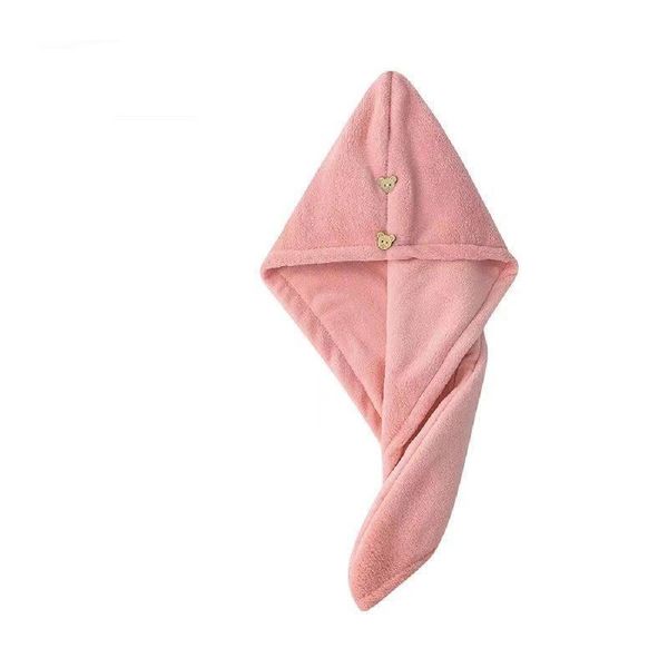 

microfibre coral fleece solid color hair dry cap towel drying wrap womens 2043