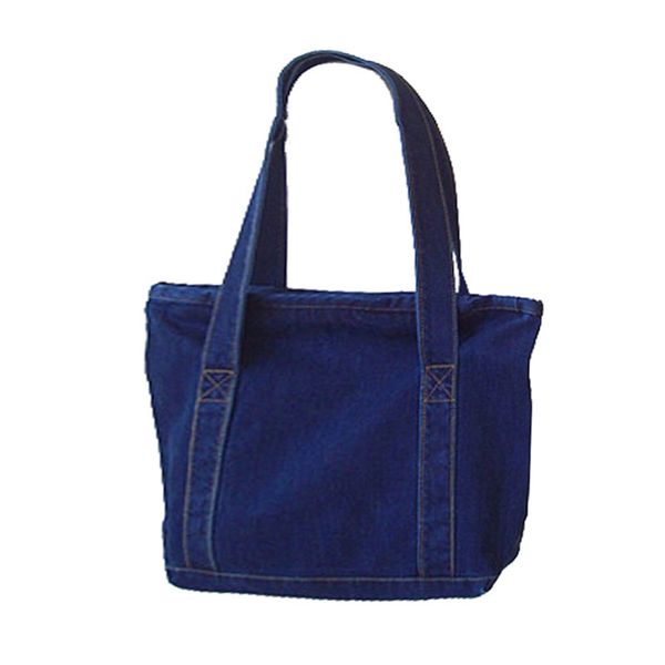 

japanese stitching color large-capacity women's bag one-shoulder canvas denim shopping bag college student schoolbag mother tote