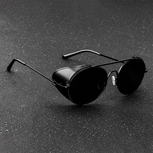 

2020 retro steampunk style sunglasses men women brand designer round metal frame punk lens sun glasses gafas de sol glasses wholesale, White;black