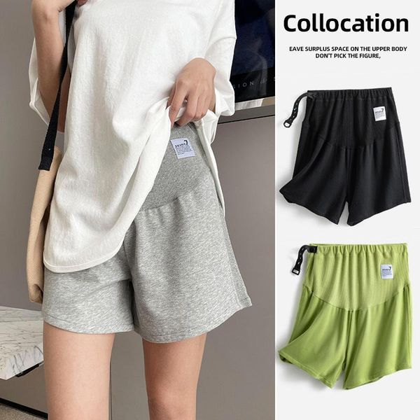 

maternity bottoms pregnancy female pant adjustable side stitch threaded sweater cotton comfortable skin-friendly leisure shorts for pregnant, White