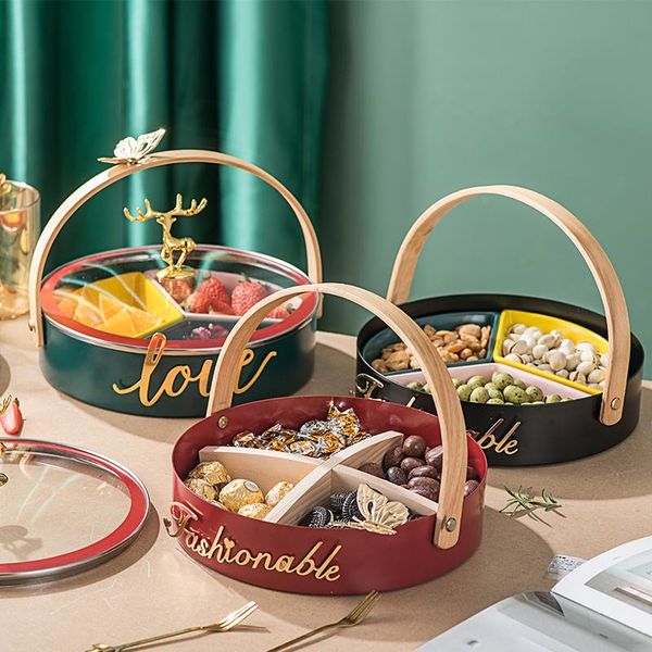 

dishes & plates nordic light luxury dried fruit box red tray candy household tea melon seed snack storage