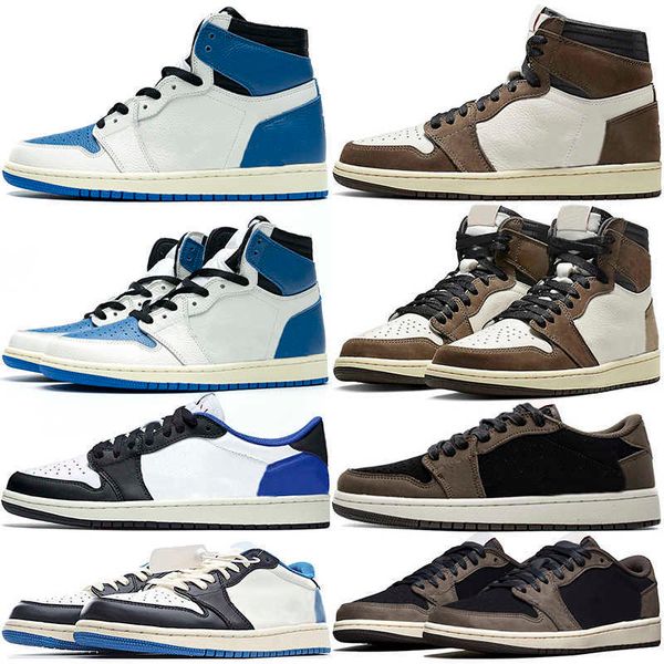 

ts x fragment jumpman 1 basketball shoes men women 1s high og low military blue dark mocha mens trainers sports sneakers size 36-462021