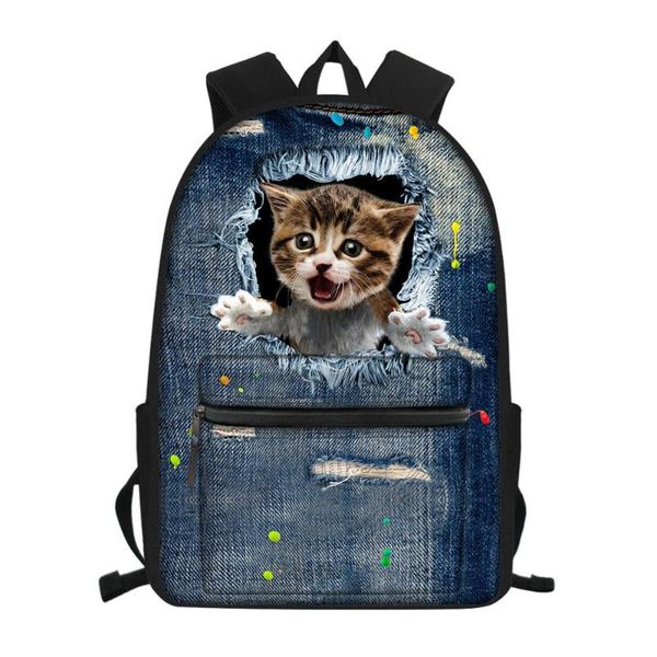 

school bags for girls teenagers cute cat animals design woman backpack primary fashion student bookbag kids custom drop