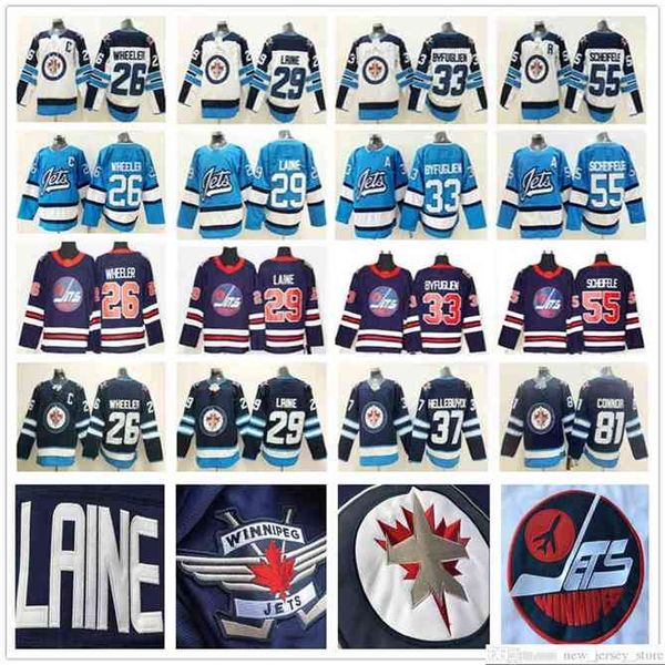 

96 2019 Heritage Classic Winnipeg Jets Hockey Jerseys 26 Blake Wheeler 29 Patrik Laine 33 Dustin 37 Hellebuyck 55 Mark Scheifele 81 Kyle Connor, Black men size s-xxxl