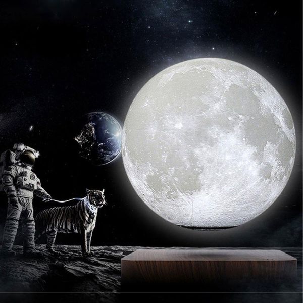 

design creative 3d magnetic levitation moon lamp night light rotating led floating home decoration holiday lamps table